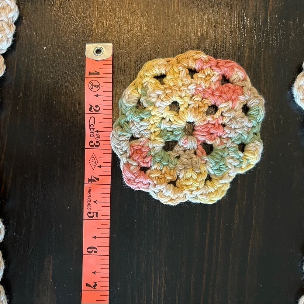 Vintage Hand Knit Set of Four Placemats and Coasters. Vintage charm. Handmade.